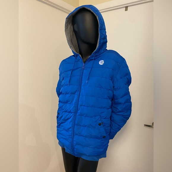 Blue & Grey Invertible Puffer Jacket - Picture 4 of 5
